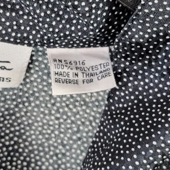 OSCAR DE LA RENTA mini dot print button down blouse black Sz 12 - Picture 8 of 8